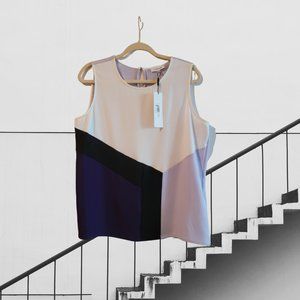 Calvin Klein Women's Purple Shell Color Block Sleeveless Top Large - Brand New!